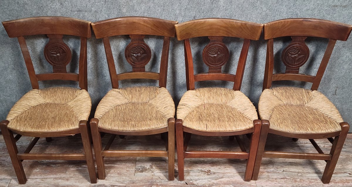 Série de 4 chaises Directoire en bois massif -photo-3