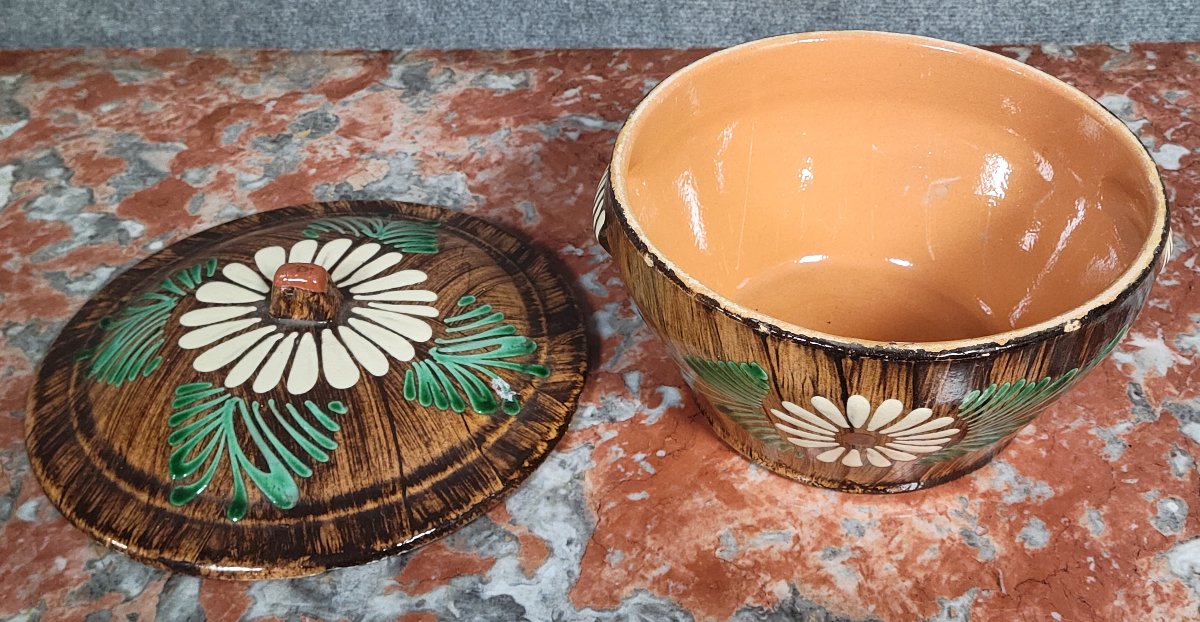 Alsace/Soufflenheim Soupière en céramique émaillée, au décor floral coloré-photo-4