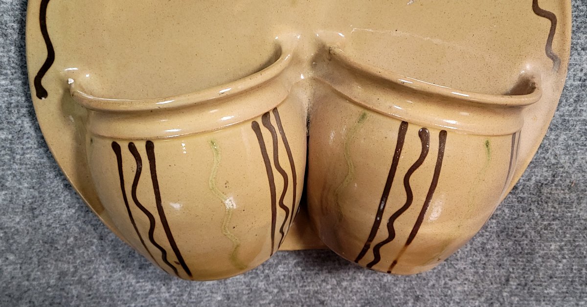 Ceramic Wall-mounted Planter With Two Compartments-photo-3