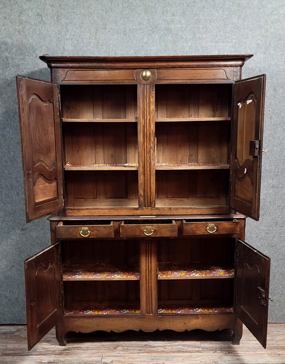 Buffet Deux corps époque Louis XV en chene -photo-7