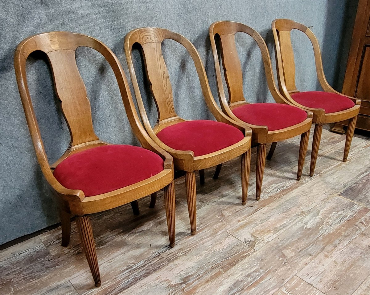 Série de quatre fauteuils gondoles style Charles X en orme-photo-3