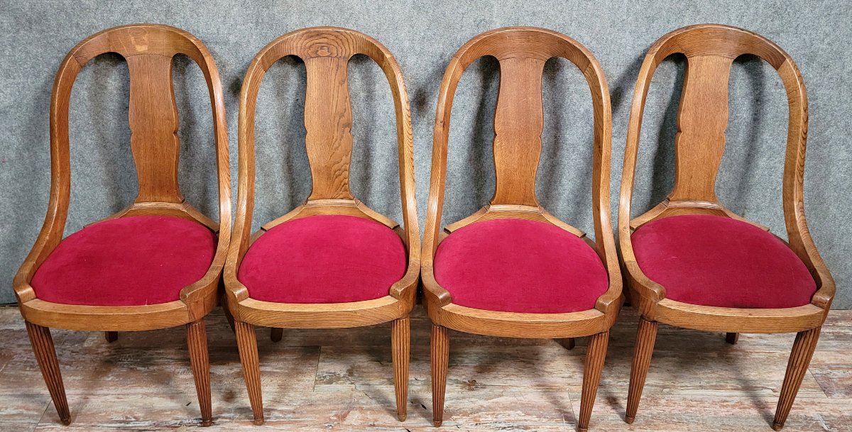 Série de quatre fauteuils gondoles style Charles X en orme-photo-4