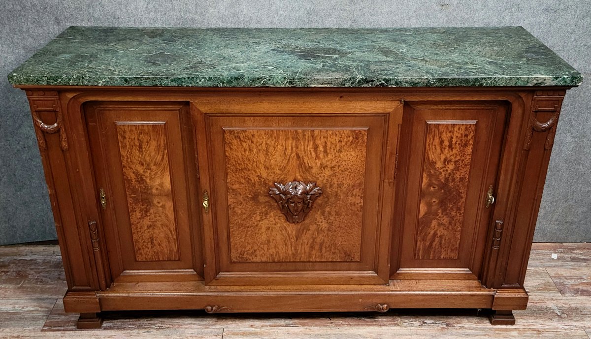 Buffet en enfilade style Louis XVI en acajou et loupe -photo-5