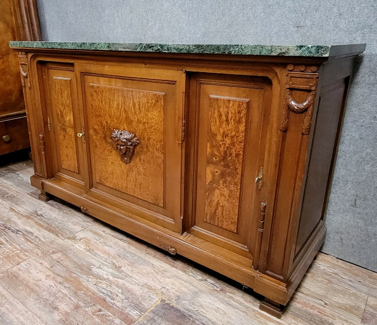 Buffet en enfilade style Louis XVI en acajou et loupe -photo-6