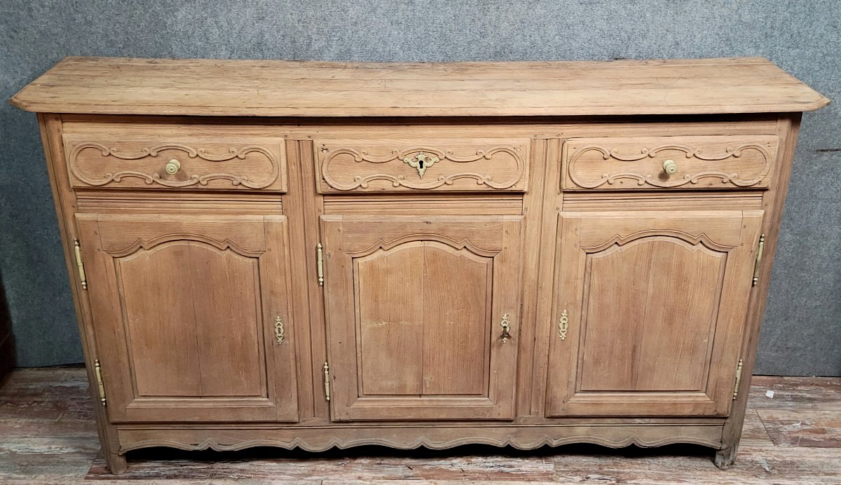Buffet en enfilade époque Louis XV en bois massif aérogommé  -photo-1