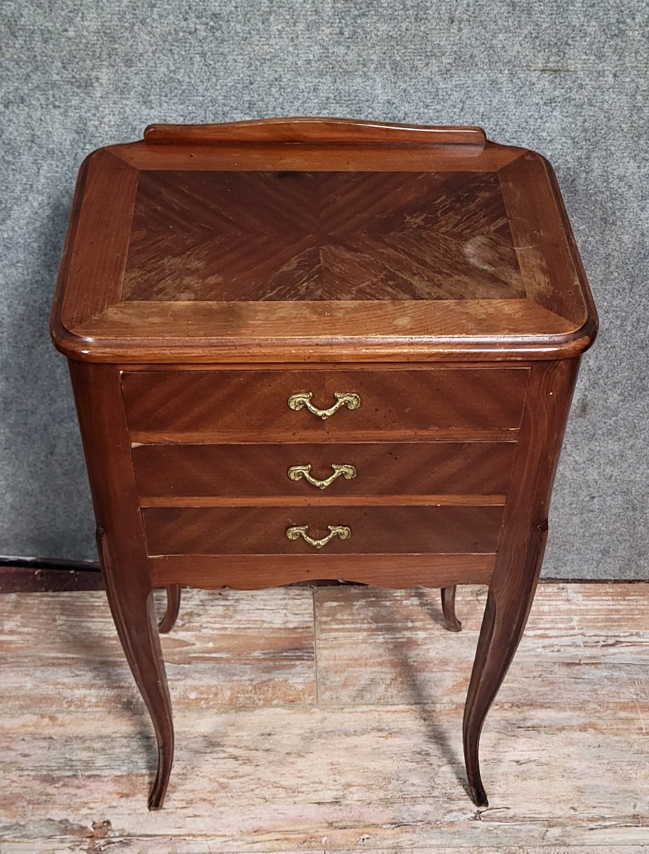 Louis XV Style Mahogany Bedside Table -photo-3