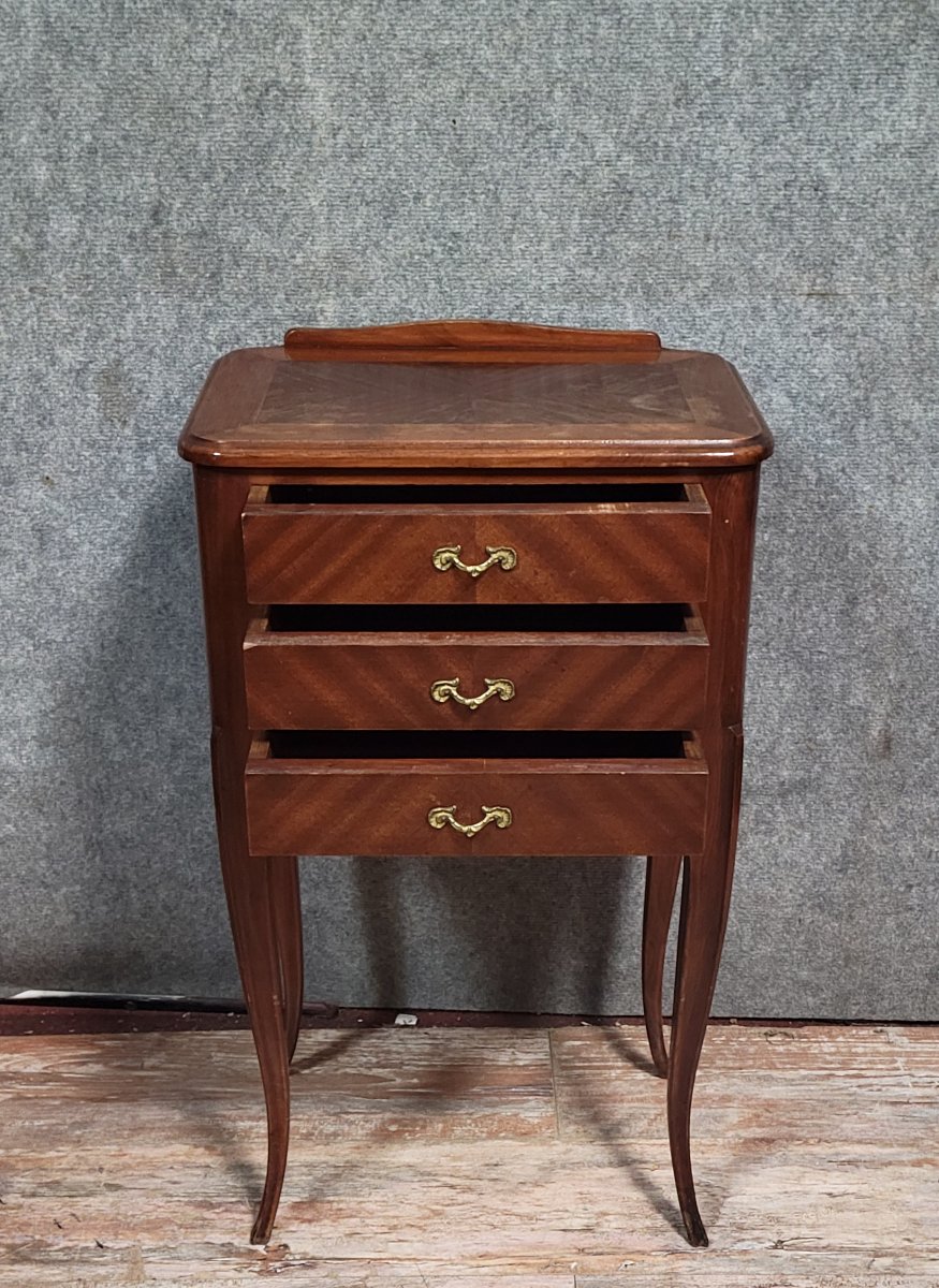 Louis XV Style Mahogany Bedside Table -photo-6