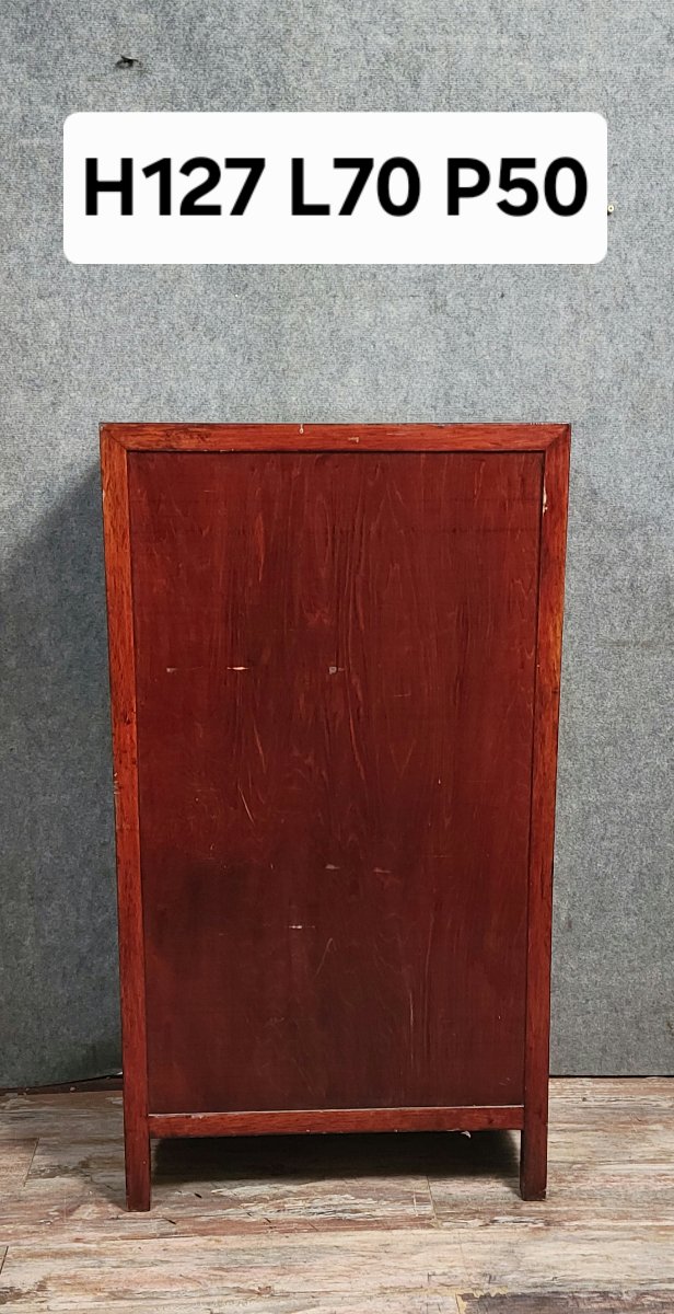 Asia, 20th Century: Lacquer Cabinet Decorated With Vases Of Flowers In Hardstone  -photo-8