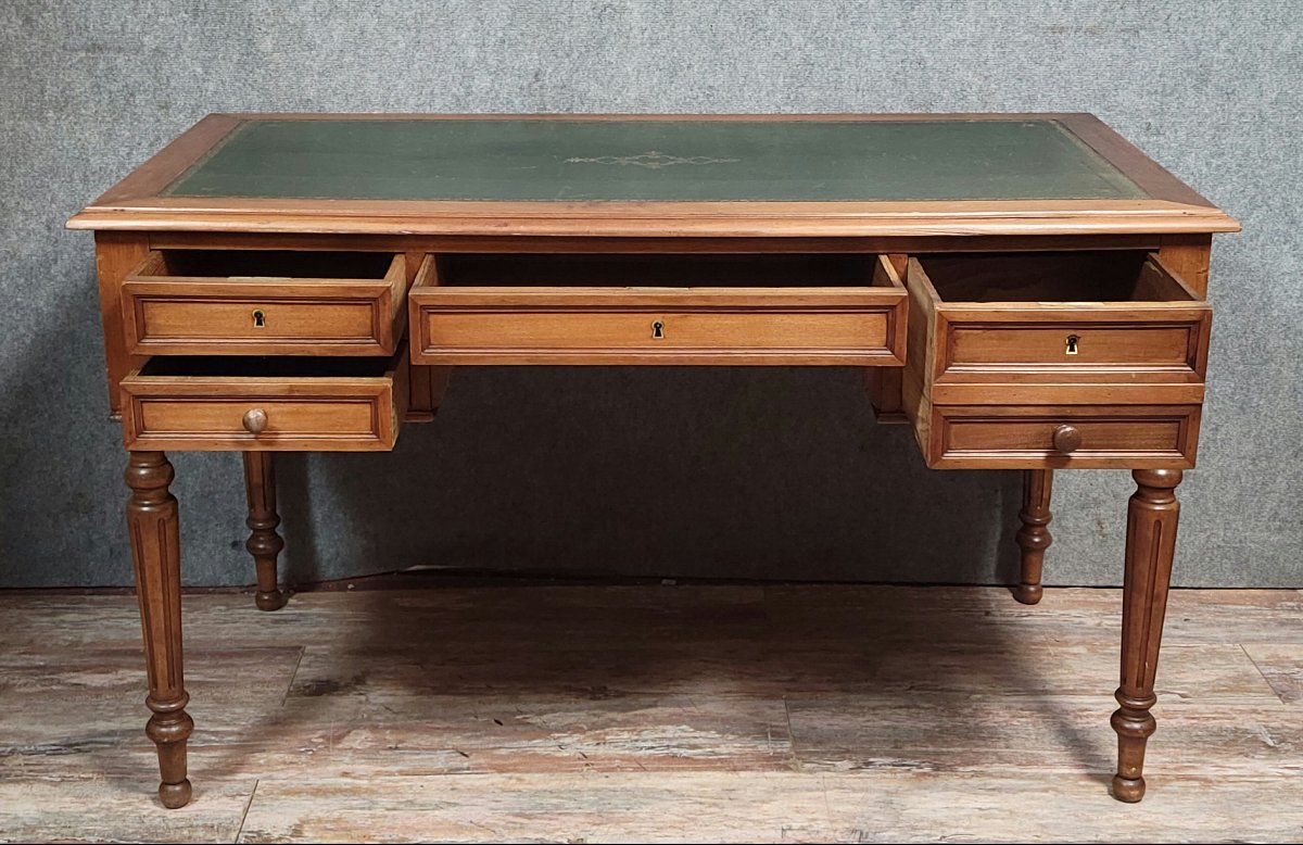 Bureau plat époque Louis Philippe en noyer -photo-5