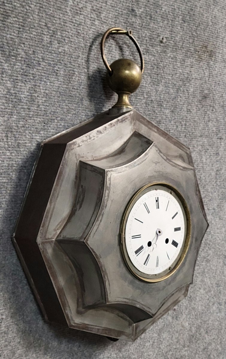 Hexagonal Sheet Metal Wall Clock In The Charles X Style  -photo-2