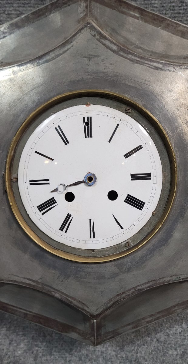Hexagonal Sheet Metal Wall Clock In The Charles X Style  -photo-3