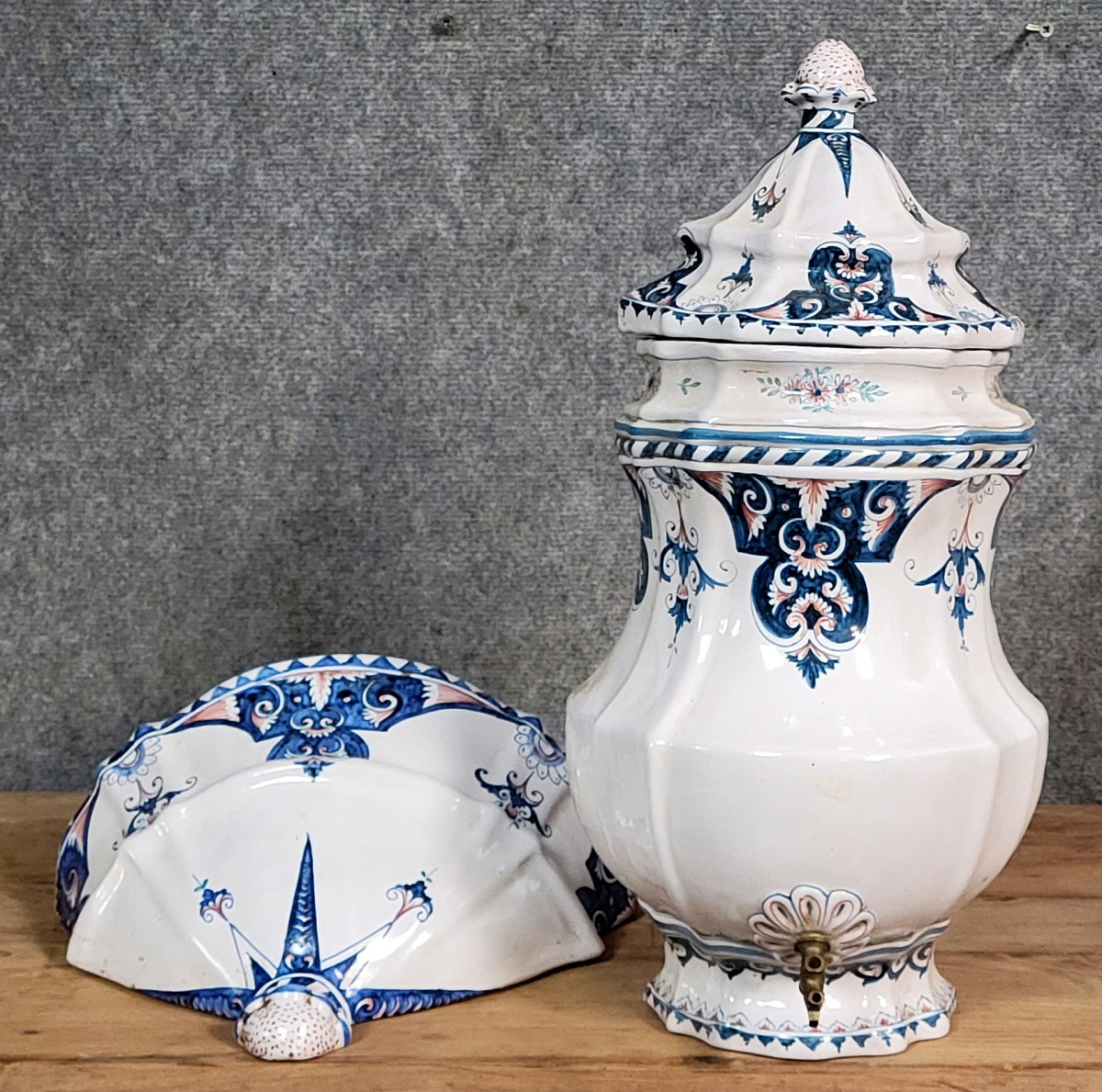 Large Earthenware Wall Fountain With Hand-painted Decorations  