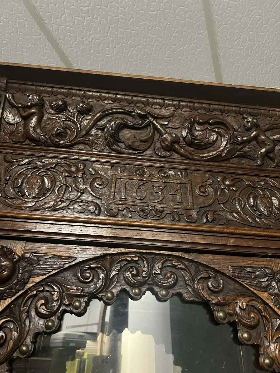 buffet deux-corps style Renaissance Italienne en chene massif-photo-3