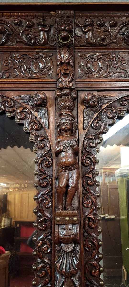 buffet deux-corps style Renaissance Italienne en chene massif-photo-3