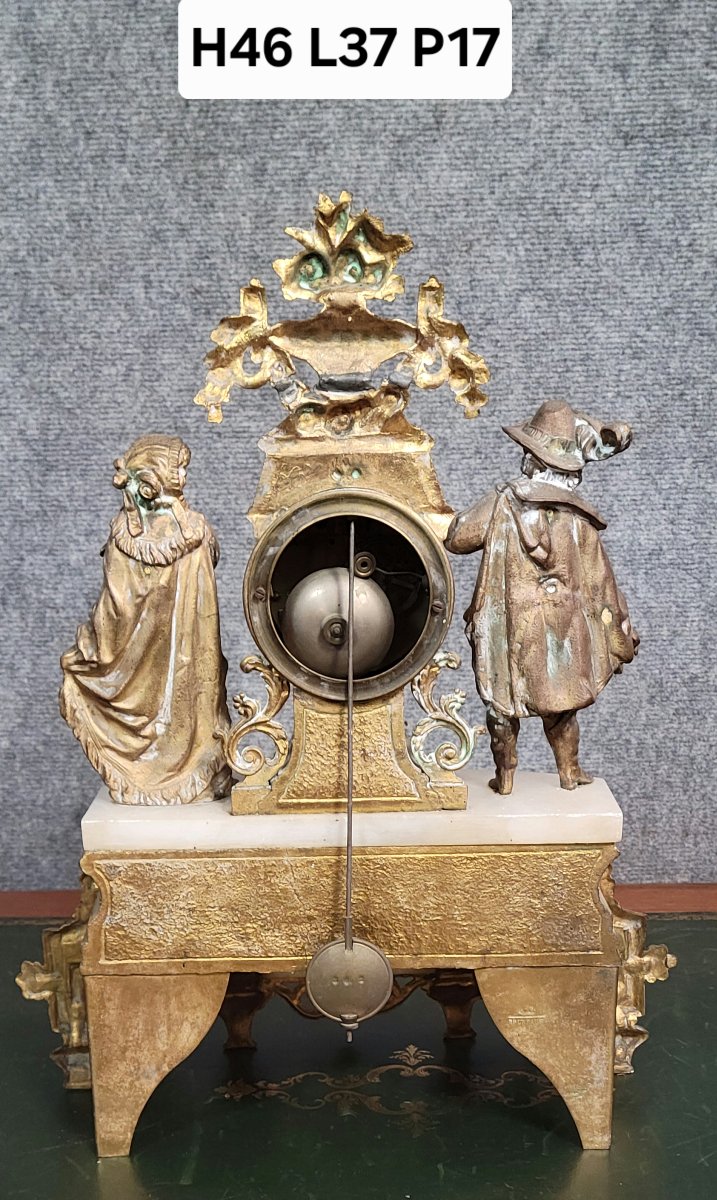 Clock In Gilt Spelter And White Marble, Napoleon III Period  -photo-7
