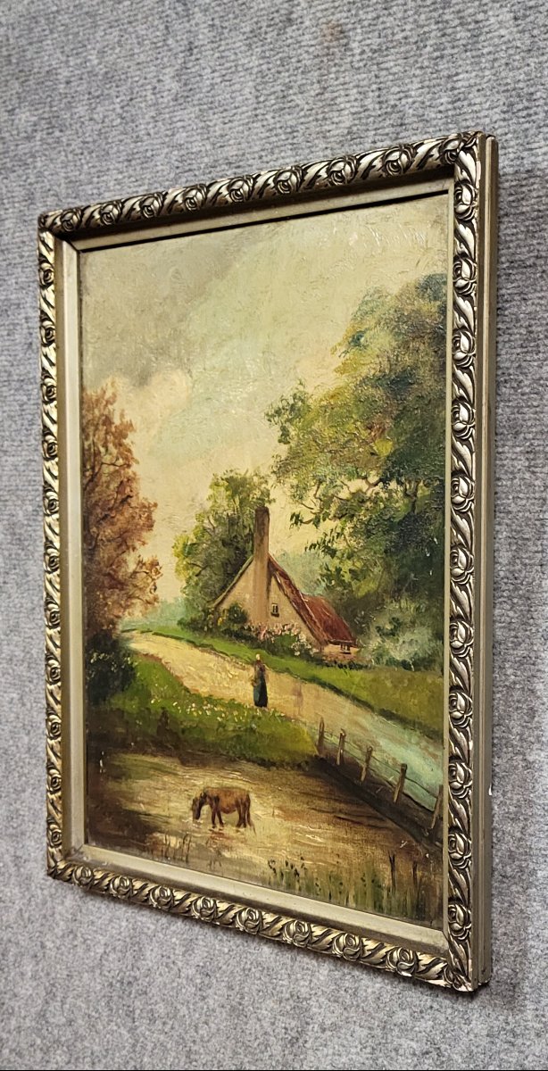 Oil On Panel, 19th Century: Lively Rural Scene  -photo-2
