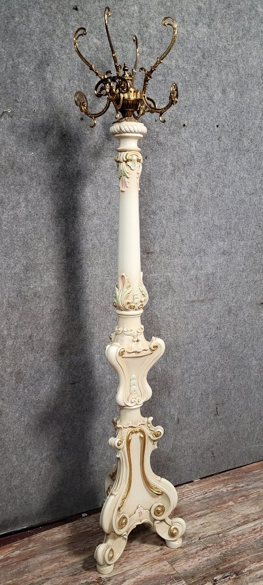 porte-manteau Vénitien, de style Rococo/Louis XV, réalisé en bois laqué -photo-2