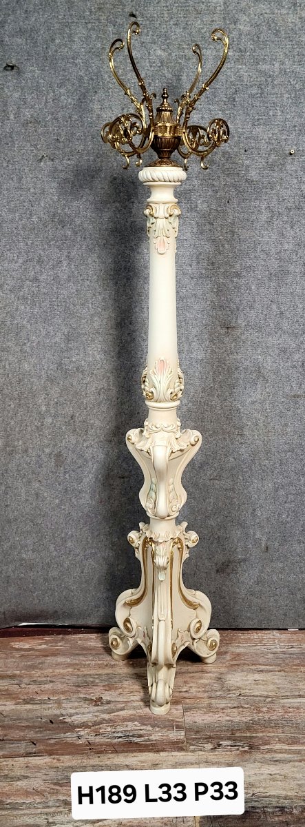 porte-manteau Vénitien, de style Rococo/Louis XV, réalisé en bois laqué -photo-7