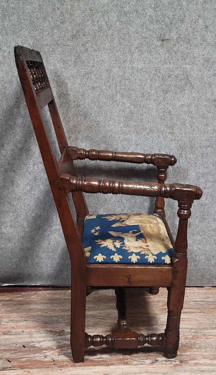 Louis XIII Period Armchair In Solid Wood-photo-4