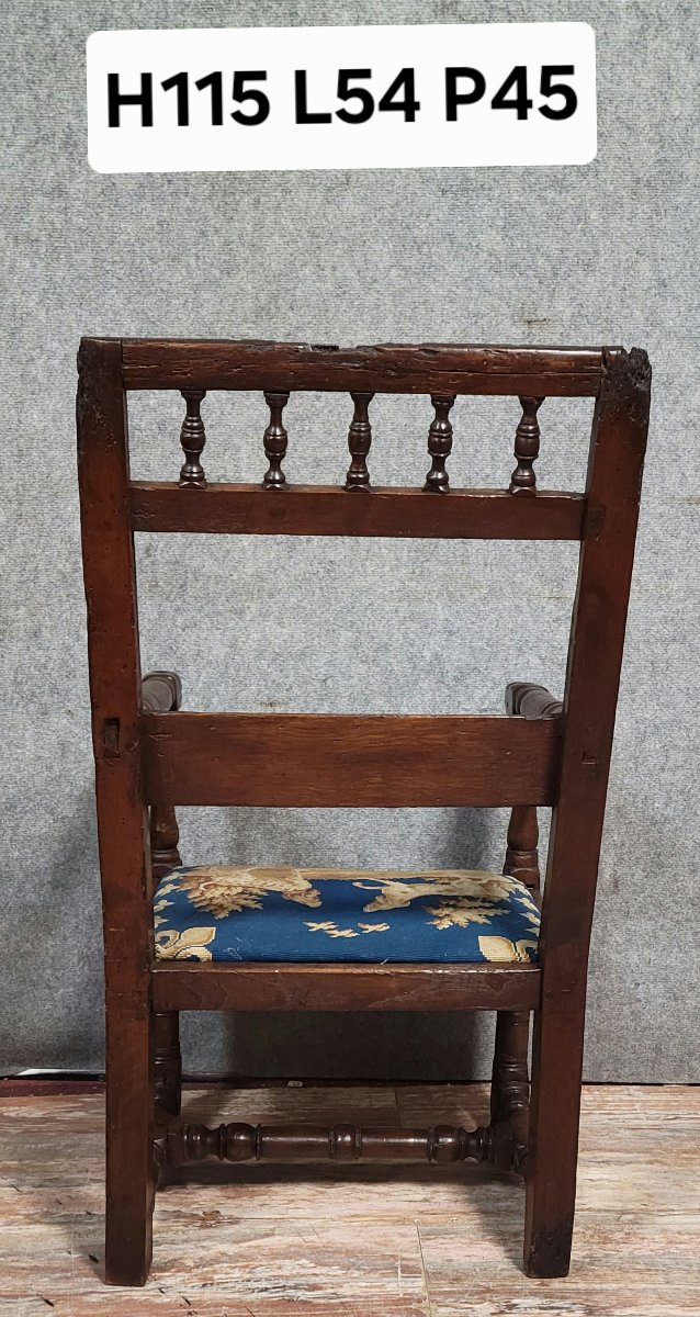 Louis XIII Period Armchair In Solid Wood-photo-6