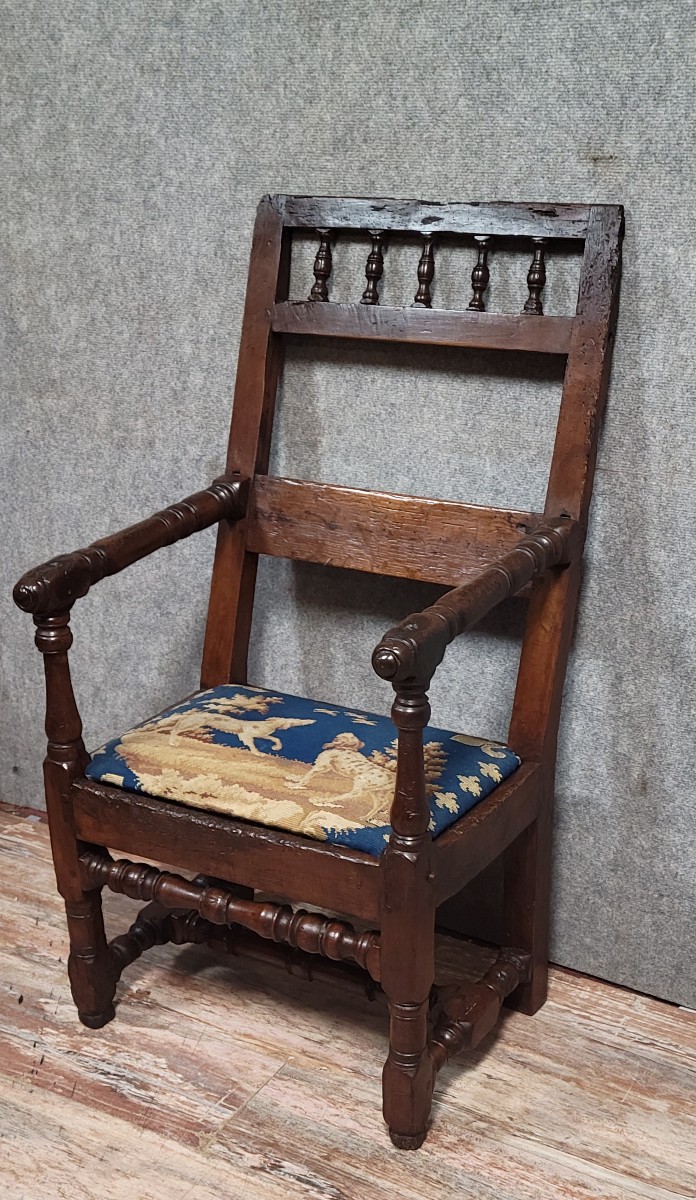 Louis XIII Period Armchair In Solid Wood