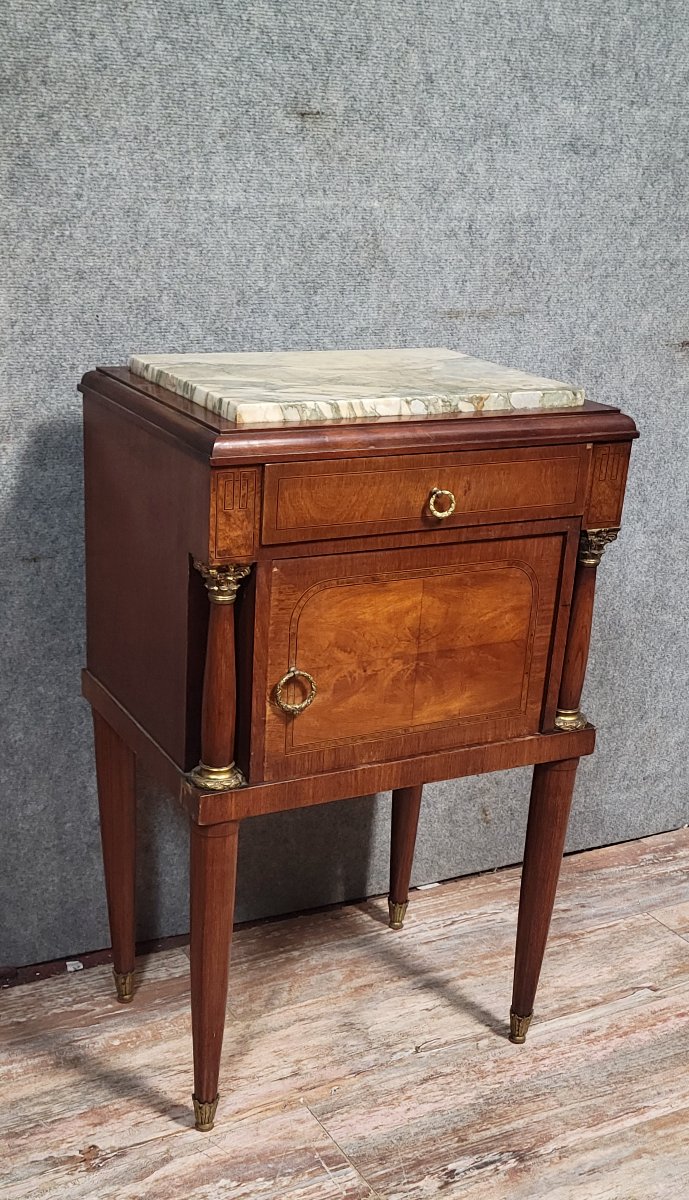 table de chevet style Empire/Restauration, acajou et loupe -photo-2