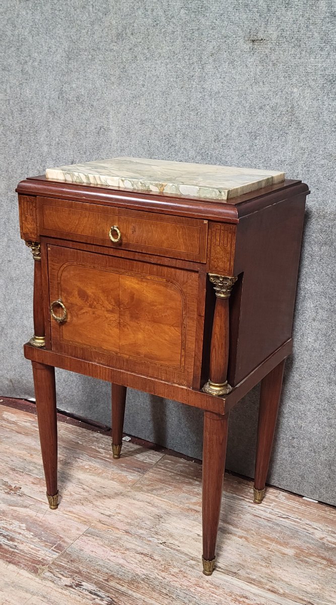 table de chevet style Empire/Restauration, acajou et loupe -photo-3