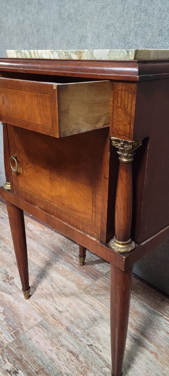 table de chevet style Empire/Restauration, acajou et loupe -photo-4