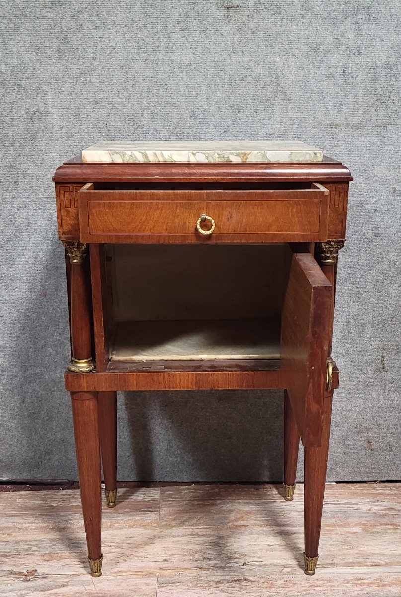 table de chevet style Empire/Restauration, acajou et loupe -photo-6