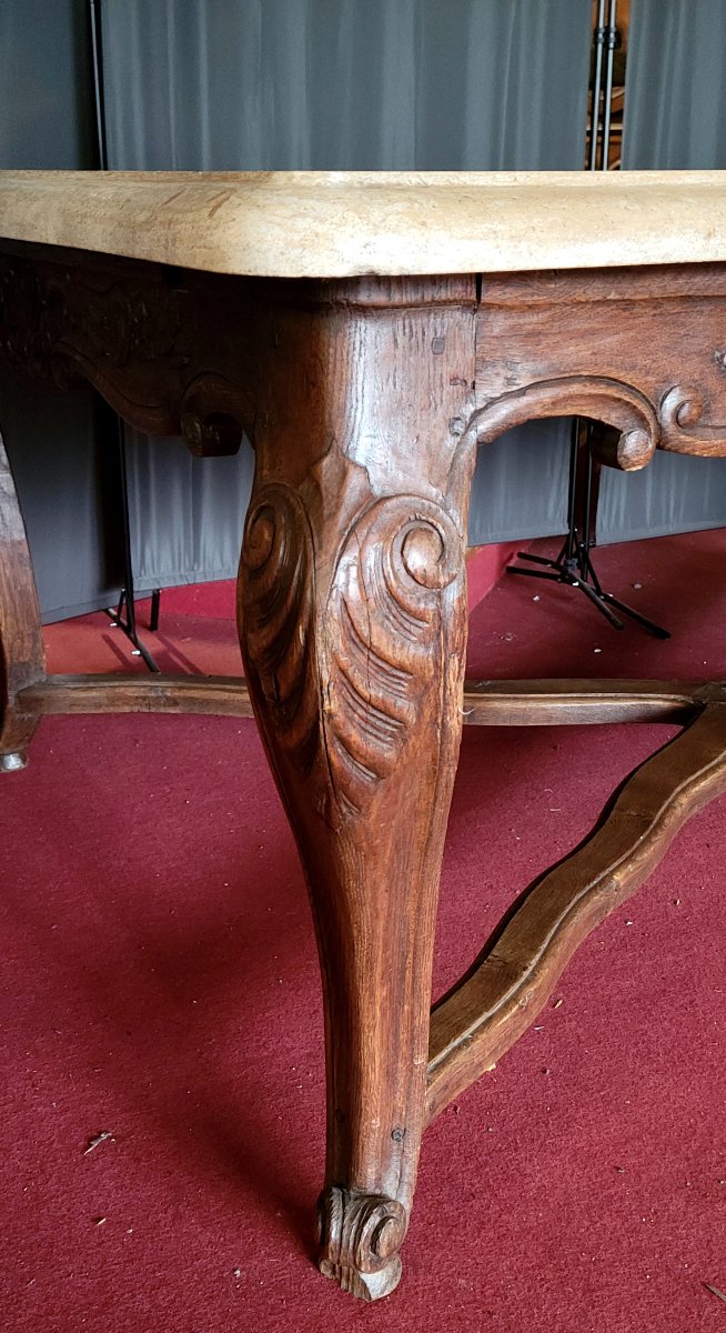 Important Louis XV Style Stone Table Or Game Table, In Carved Wood -photo-5