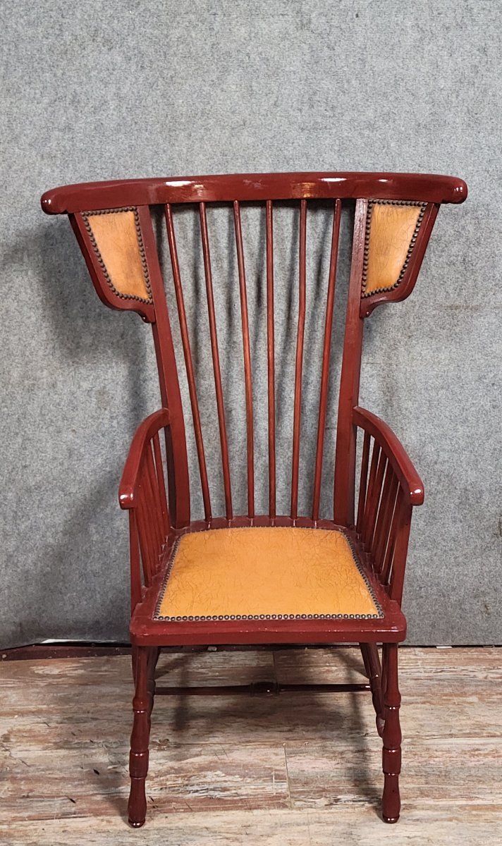  fauteuil Vintag au design inspiré des chaises Windsor, doté d’un haut dossier à barreaux -photo-1