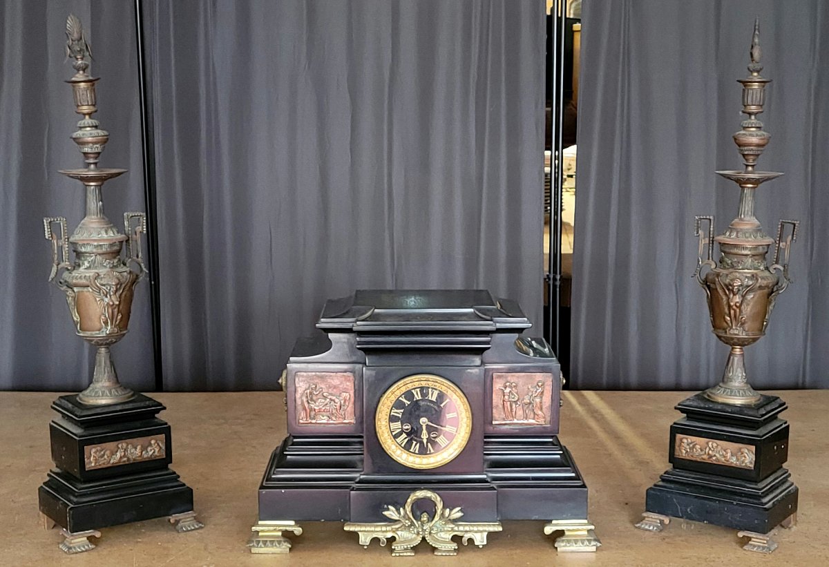 Importante garniture de cheminée époque Napoléon III-photo-1