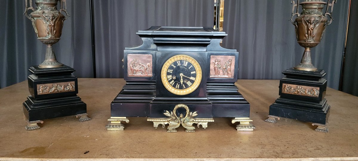 Importante garniture de cheminée époque Napoléon III-photo-4