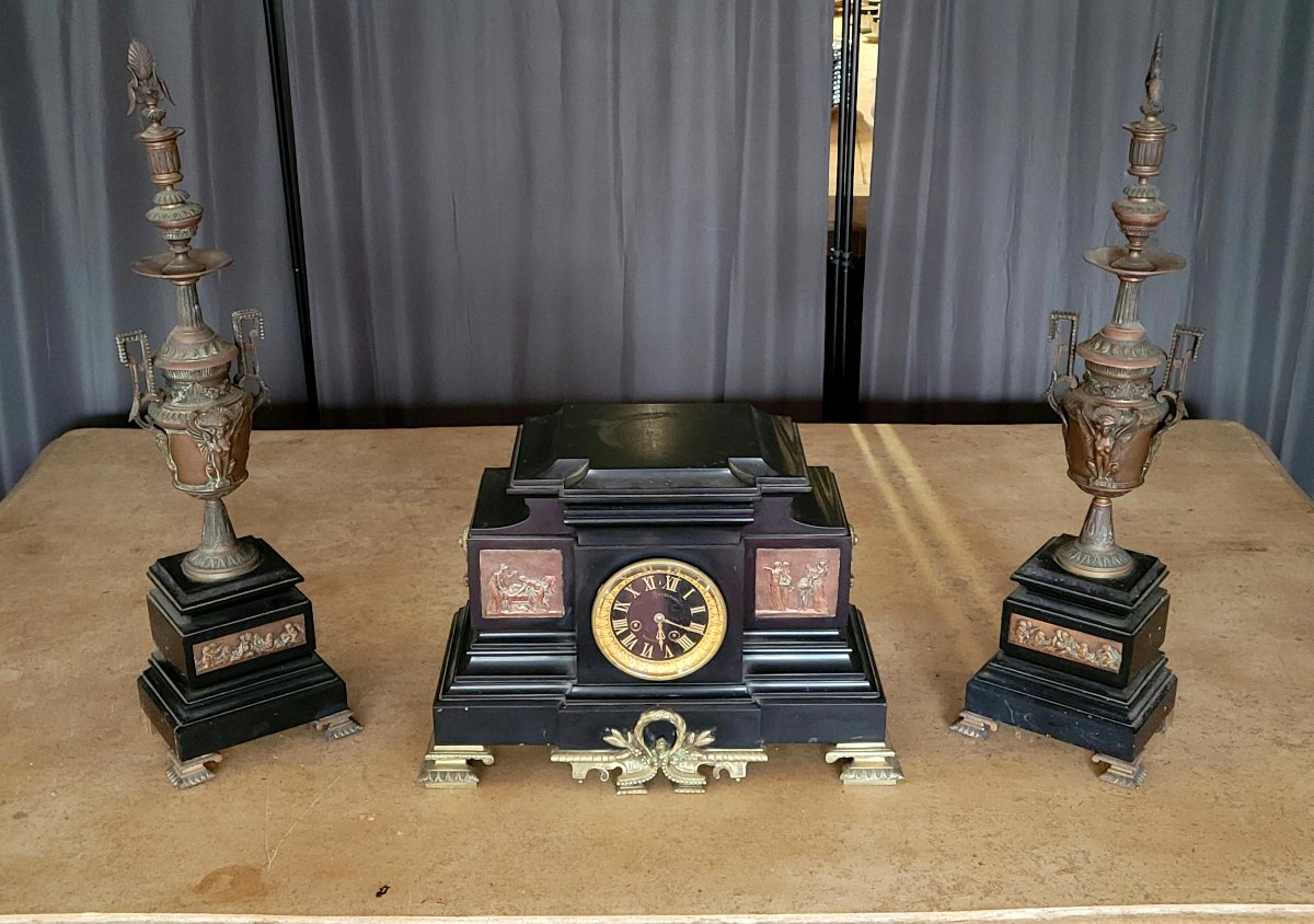 Importante garniture de cheminée époque Napoléon III-photo-7