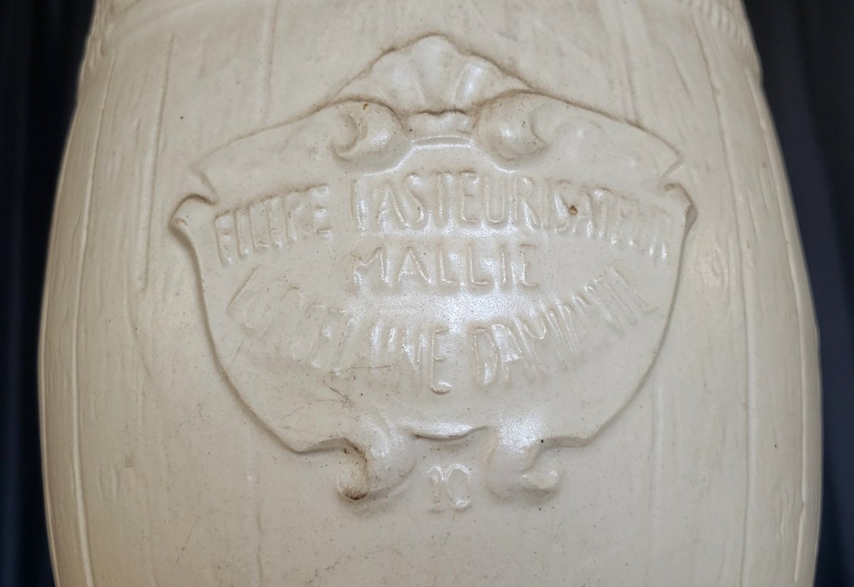 Stoneware Pasteurizer By Maille, Barrel-shaped Model, With Original Metal Tap -photo-4