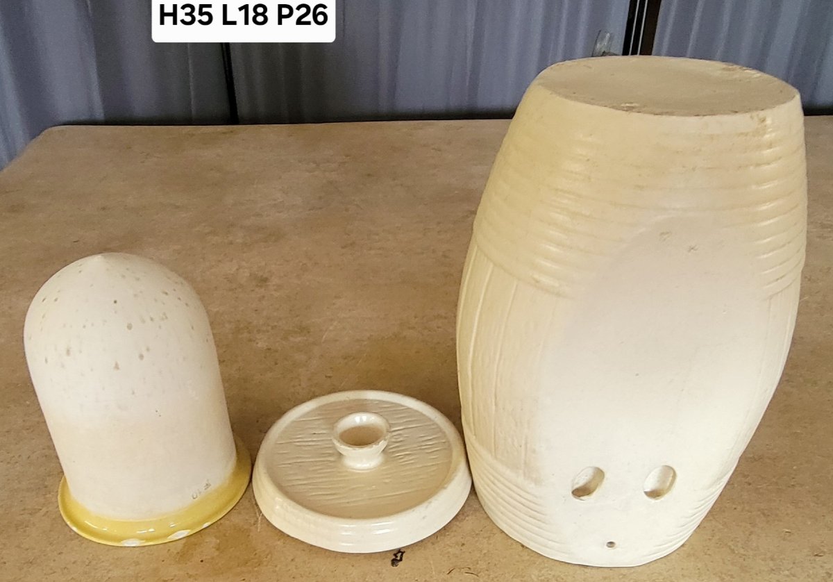 Stoneware Pasteurizer By Maille, Barrel-shaped Model, With Original Metal Tap -photo-8