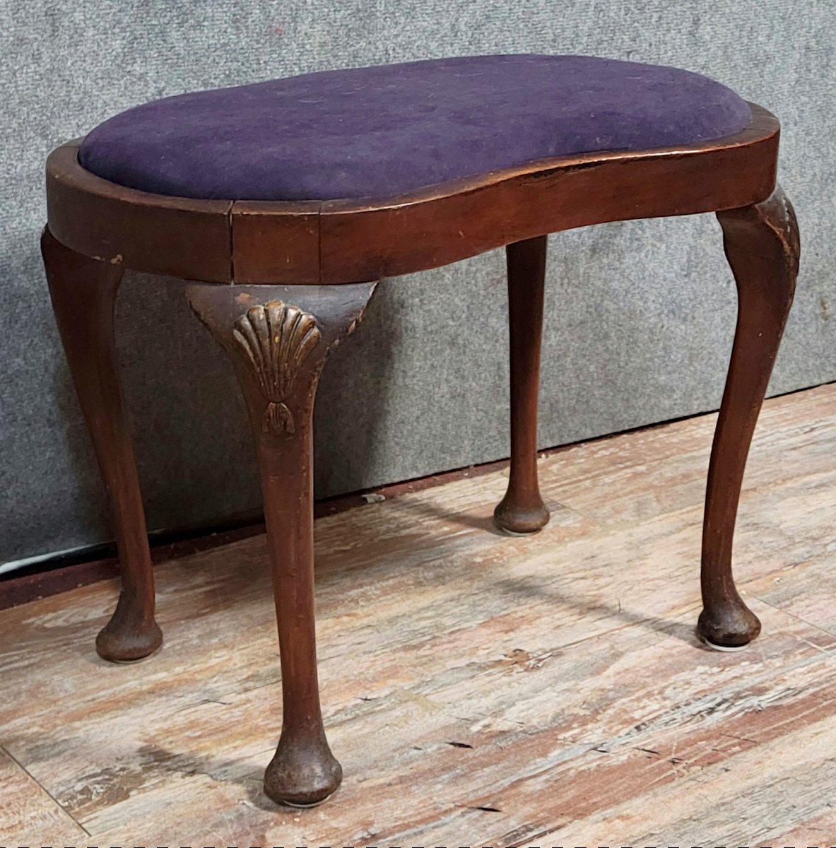 Louis XV Style English Mahogany Bean-shaped Piano Stool-photo-3