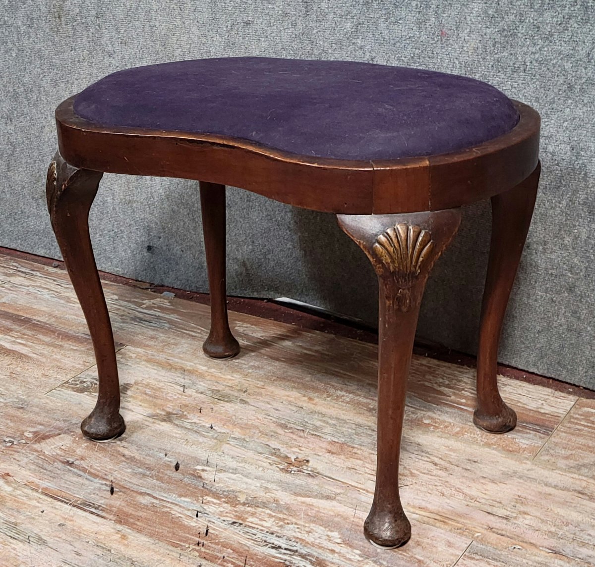 Louis XV Style English Mahogany Bean-shaped Piano Stool-photo-4