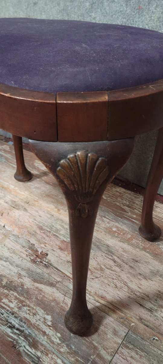 Louis XV Style English Mahogany Bean-shaped Piano Stool-photo-5