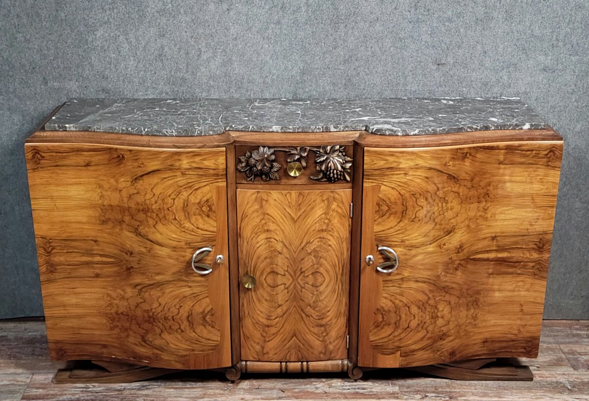Art Deco Period Sideboard In Burr Walnut -photo-1