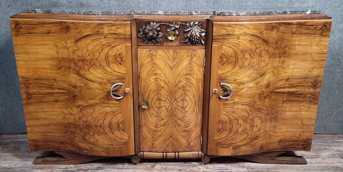 Art Deco Period Sideboard In Burr Walnut -photo-4
