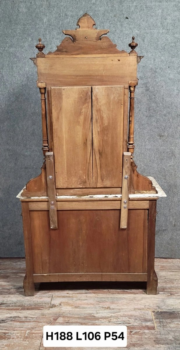 Renaissance-style Sideboard With Mirror, Made Entirely Of Solid Walnut -photo-6