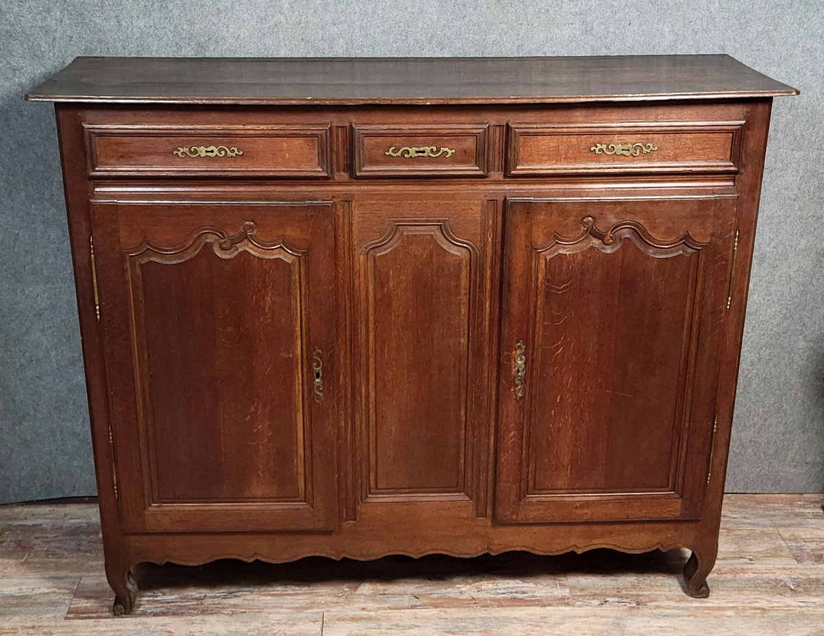 Louis XV Period Sideboard In Solid Oak From The Haute-marne Region-photo-1