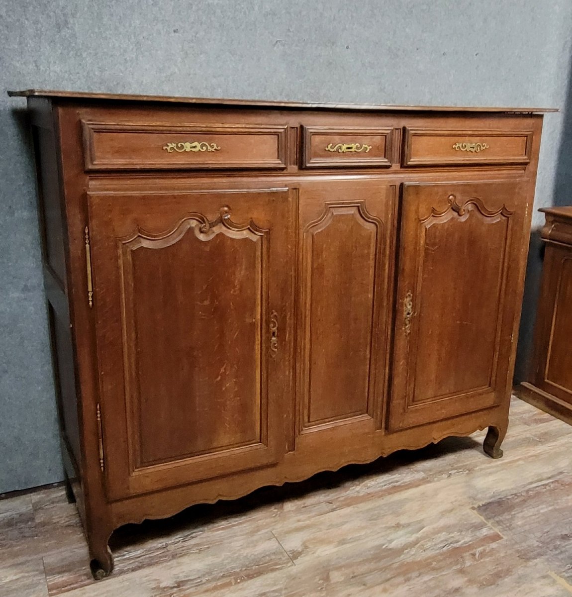 Louis XV Period Sideboard In Solid Oak From The Haute-marne Region-photo-2