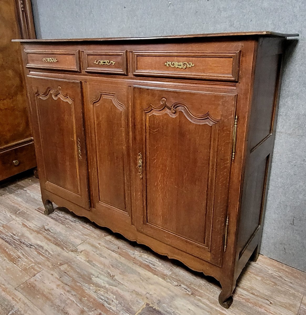 Louis XV Period Sideboard In Solid Oak From The Haute-marne Region-photo-3