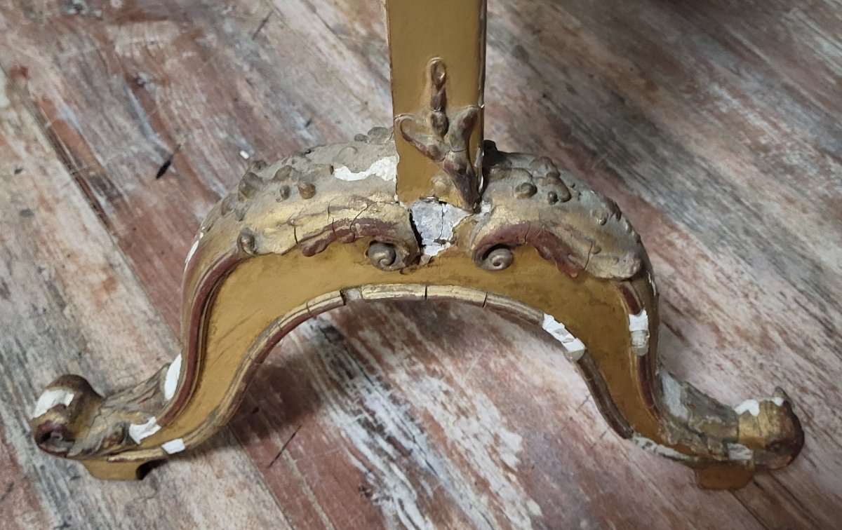 Antique Louis XV Style Fire Screen, In Carved And Gilded Wood, In Need Of Restoration-photo-6