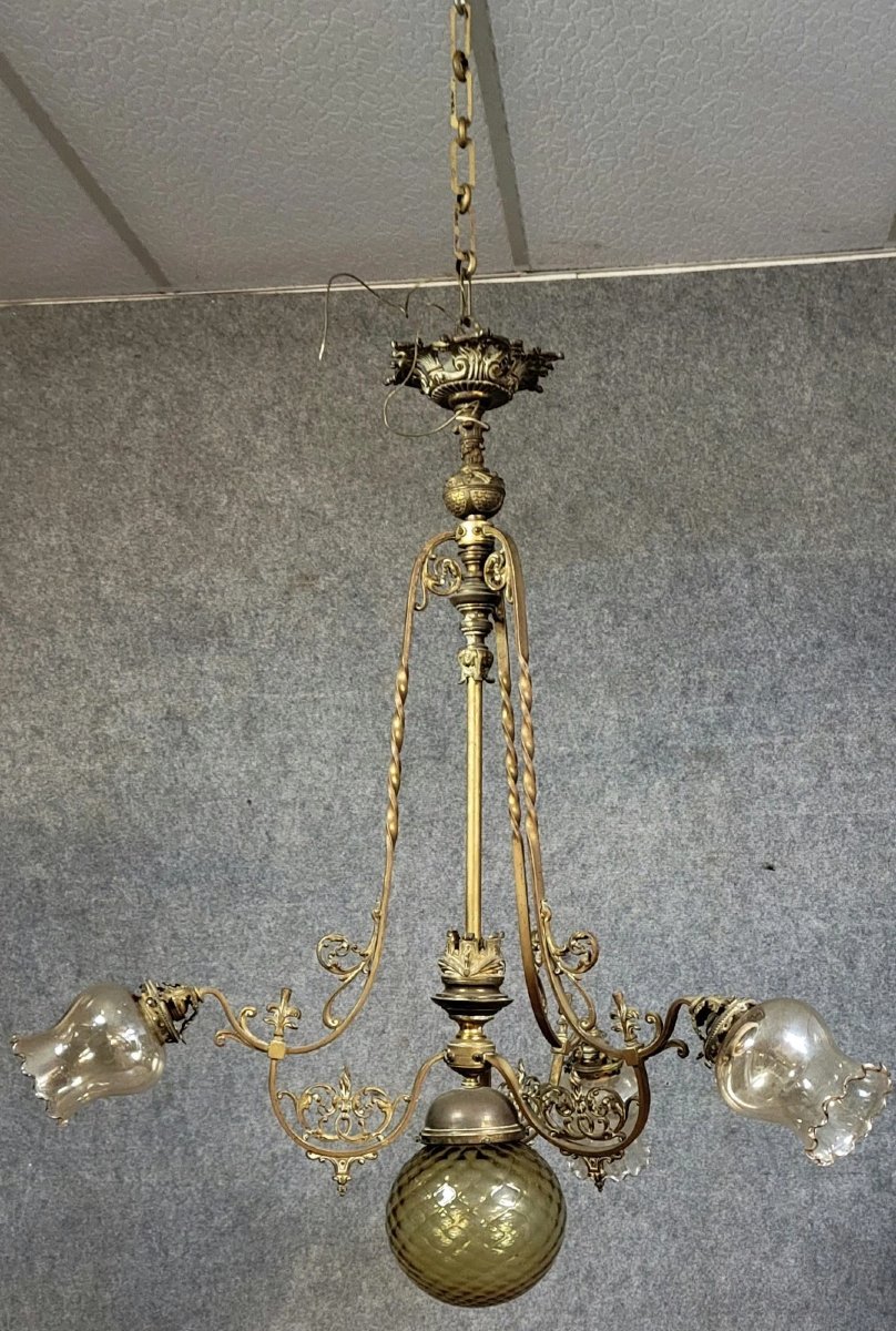Large Napoleon III Period Chandelier In Bronze And Gilt Brass, With Rich And Elegant Decoration-photo-7