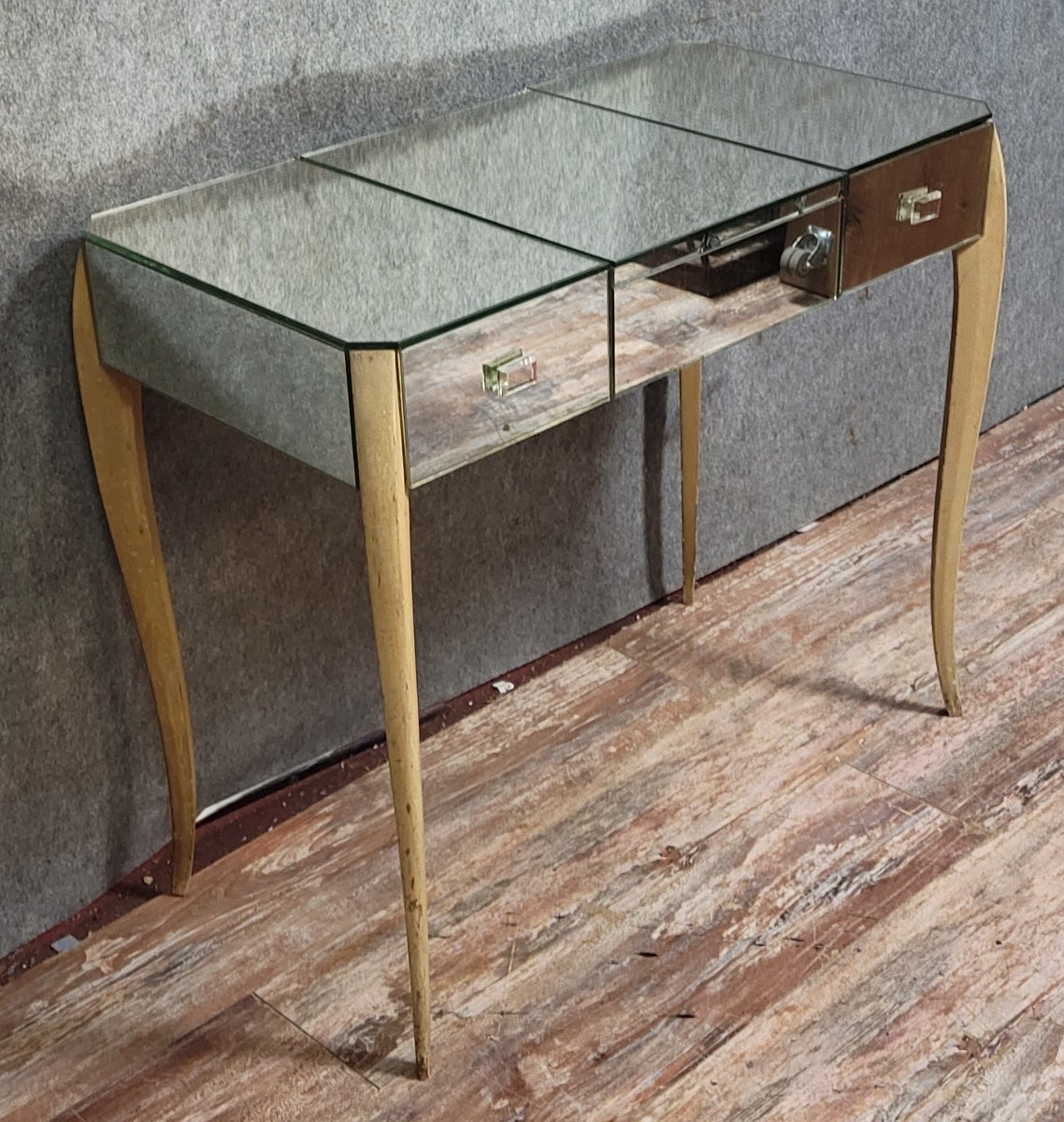 Lady's Dressing Table - Art Deco Period Mirror Console Circa 1940-1950 -photo-2