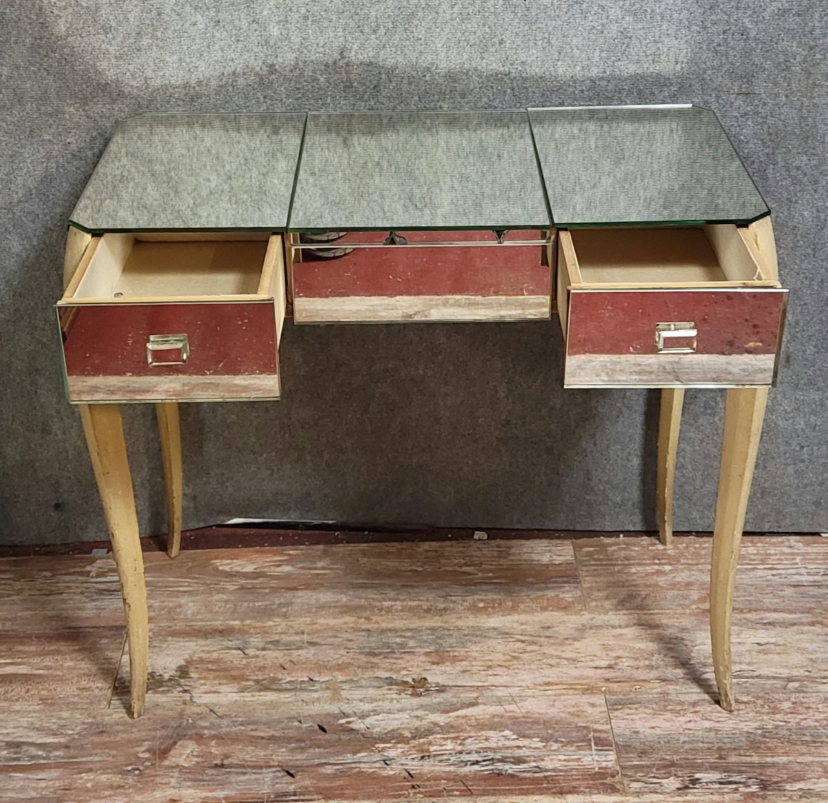 Lady's Dressing Table - Art Deco Period Mirror Console Circa 1940-1950 -photo-5