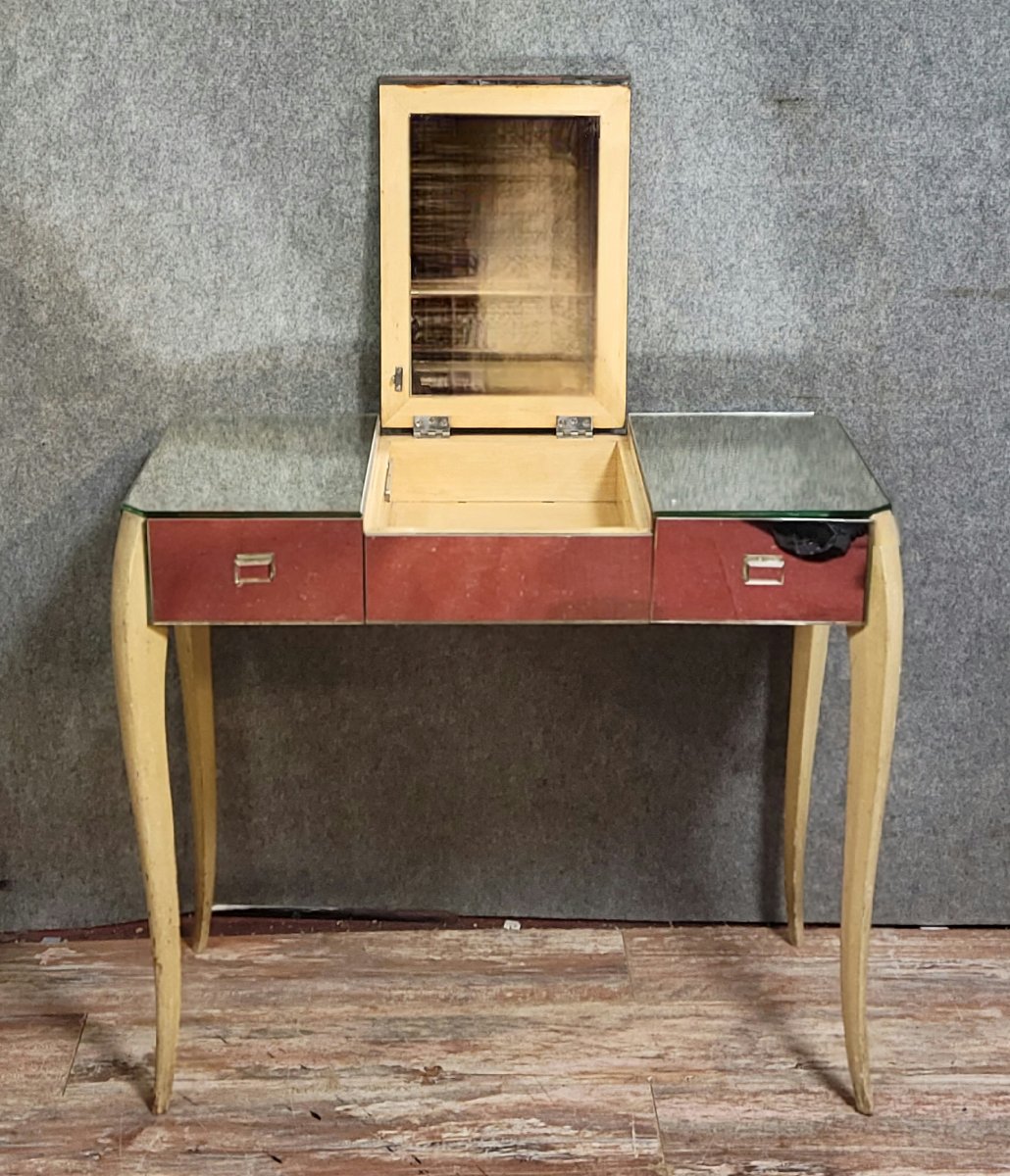 Lady's Dressing Table - Art Deco Period Mirror Console Circa 1940-1950 -photo-8